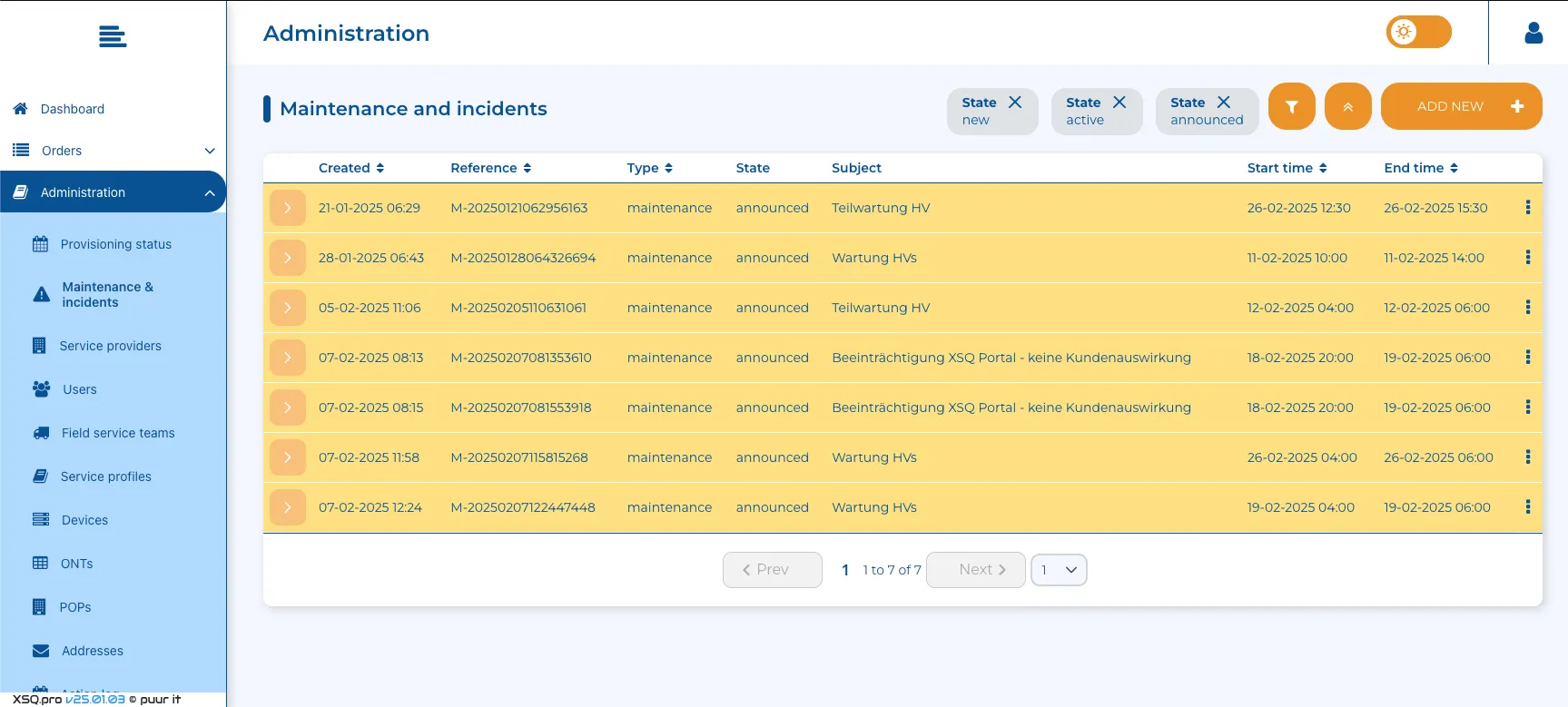 Maintenance & Incident module